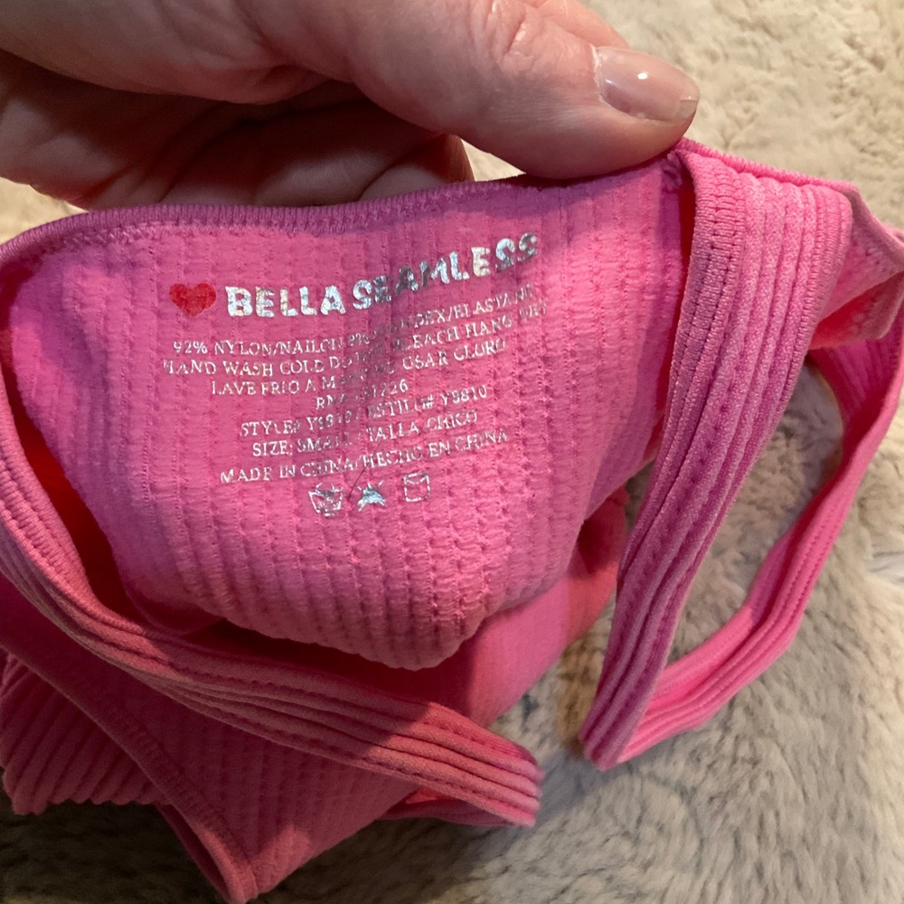 Bella Seamless Ribbed Crop Tank Size Small Hot‎ Pink Womens - Picture 5 of 5